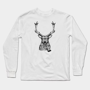 Deer - Deer Wearing Eye Glass Long Sleeve T-Shirt